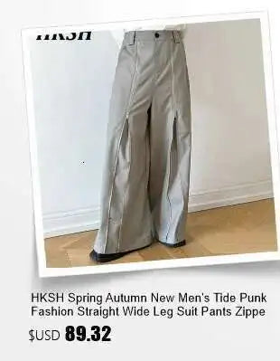 HKSH Men's Tide Streetwear Jeans RO Style Women's Autumn Winter Urban Spiral Track Twisted Large Zipper Dark Denim Pants HK1407