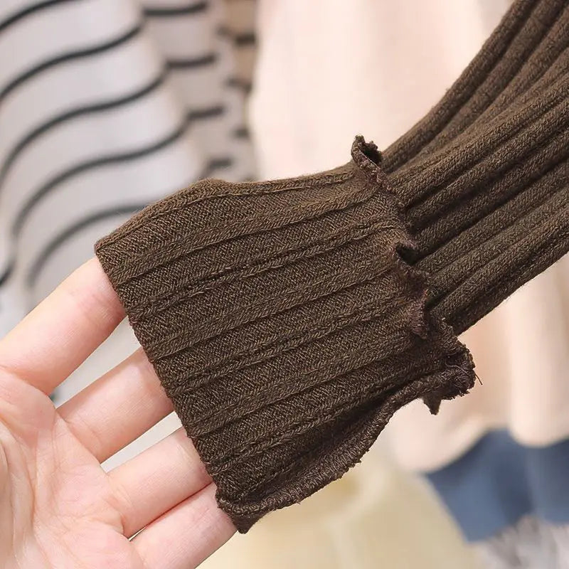 Children Clothing 2024 Spring and Autumn New Girls Solid Color Dress Set Baby Long Sleeve Knitted Warm Skirt Set Girls Clothes