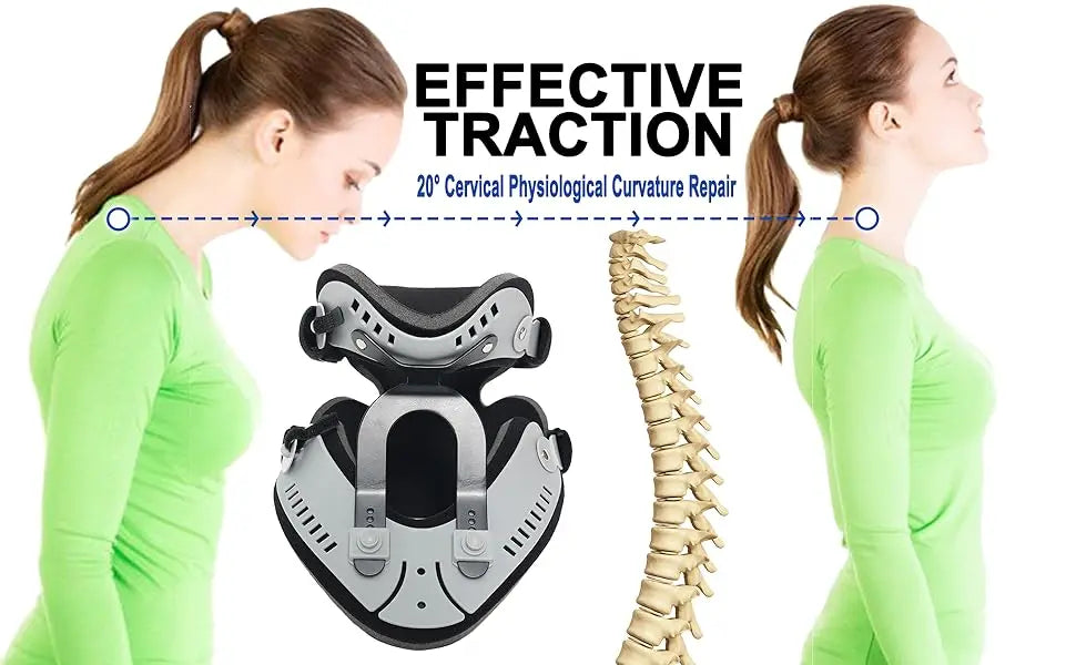 Neck Brace Support Orthosis, Adjustable Cervical Collar, Fixable Neck Posture Corrector, Pain Relief, Traction Spine Alignment