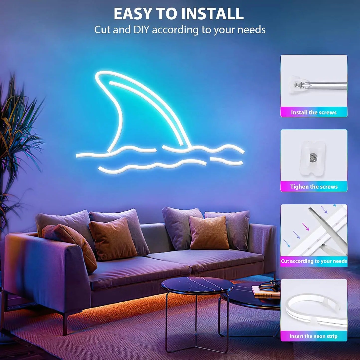 40M/30M RGB LED Neon Rope Lights, Music Sync Control with App/Remote, Flexible Lamp Color Change, Waterproof for Indoor Outdoor