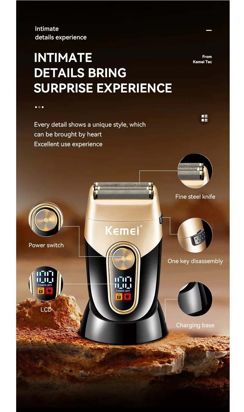 KEMEI High Quality Male  Three Blade Heads Electric Shaver Shaving Machine Foil Trimmer Razor KM-3209