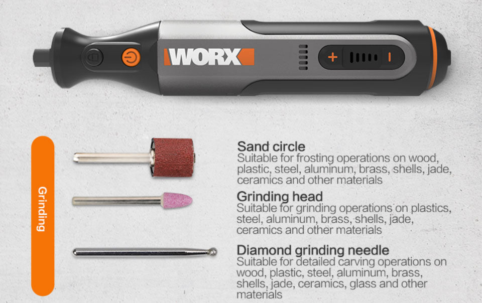 Worx 8V Rotary Tool WX106 Cordless Mini Drill Engraving Grinding Polishing Machine USB Charger Variable Speed Power Tools Set