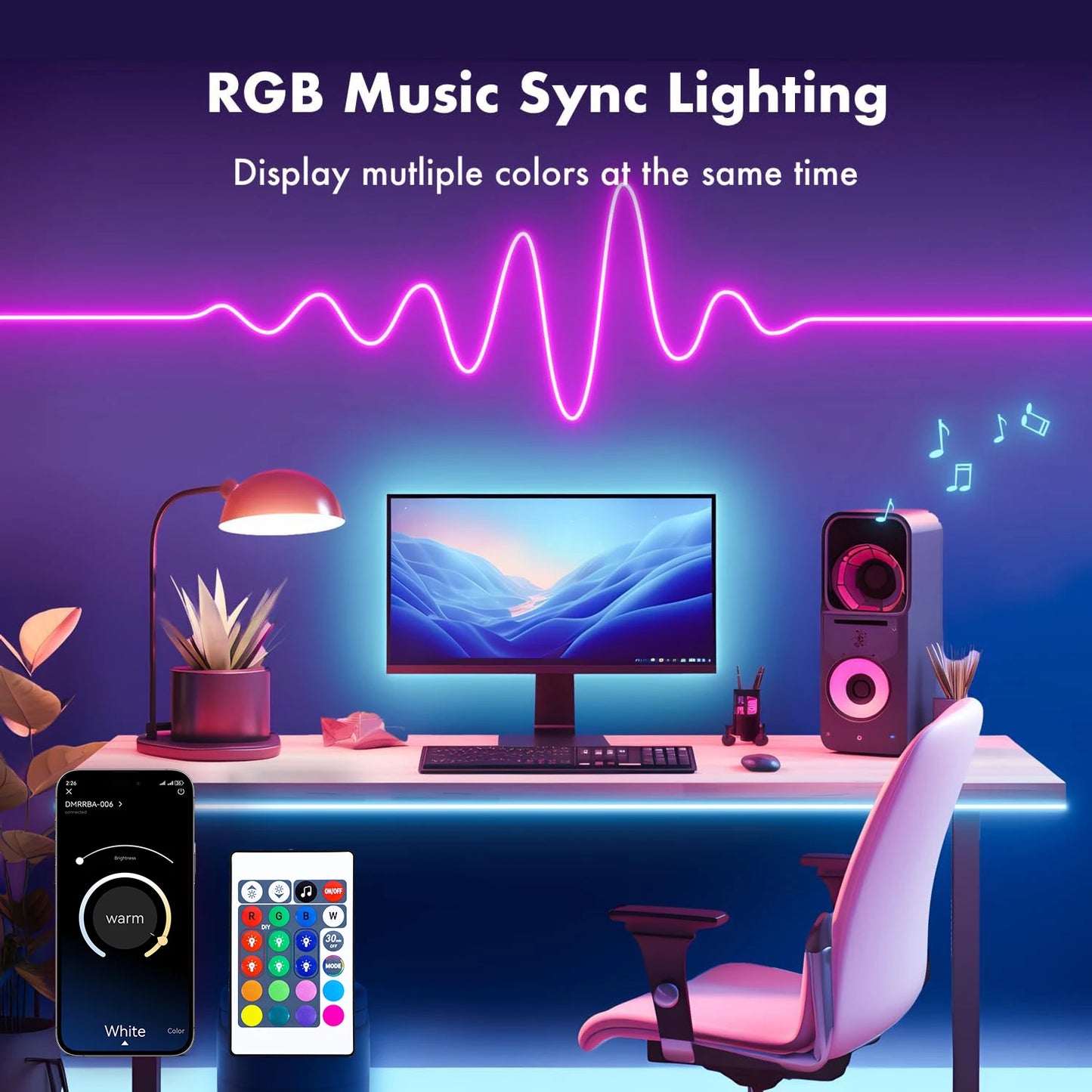 40M/30M RGB LED Neon Rope Lights, Music Sync Control with App/Remote, Flexible Lamp Color Change, Waterproof for Indoor Outdoor