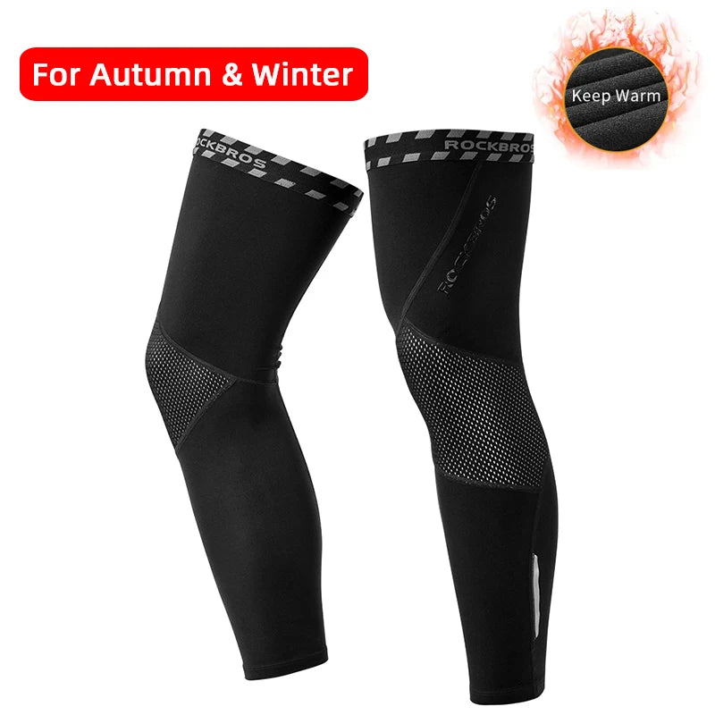 Anti ROCKBROS UV400 Cycling Leg Warmers Compression Knee Pad Protector Leg Sleeves Outdoor Sports Safety Soccer Running Leggings