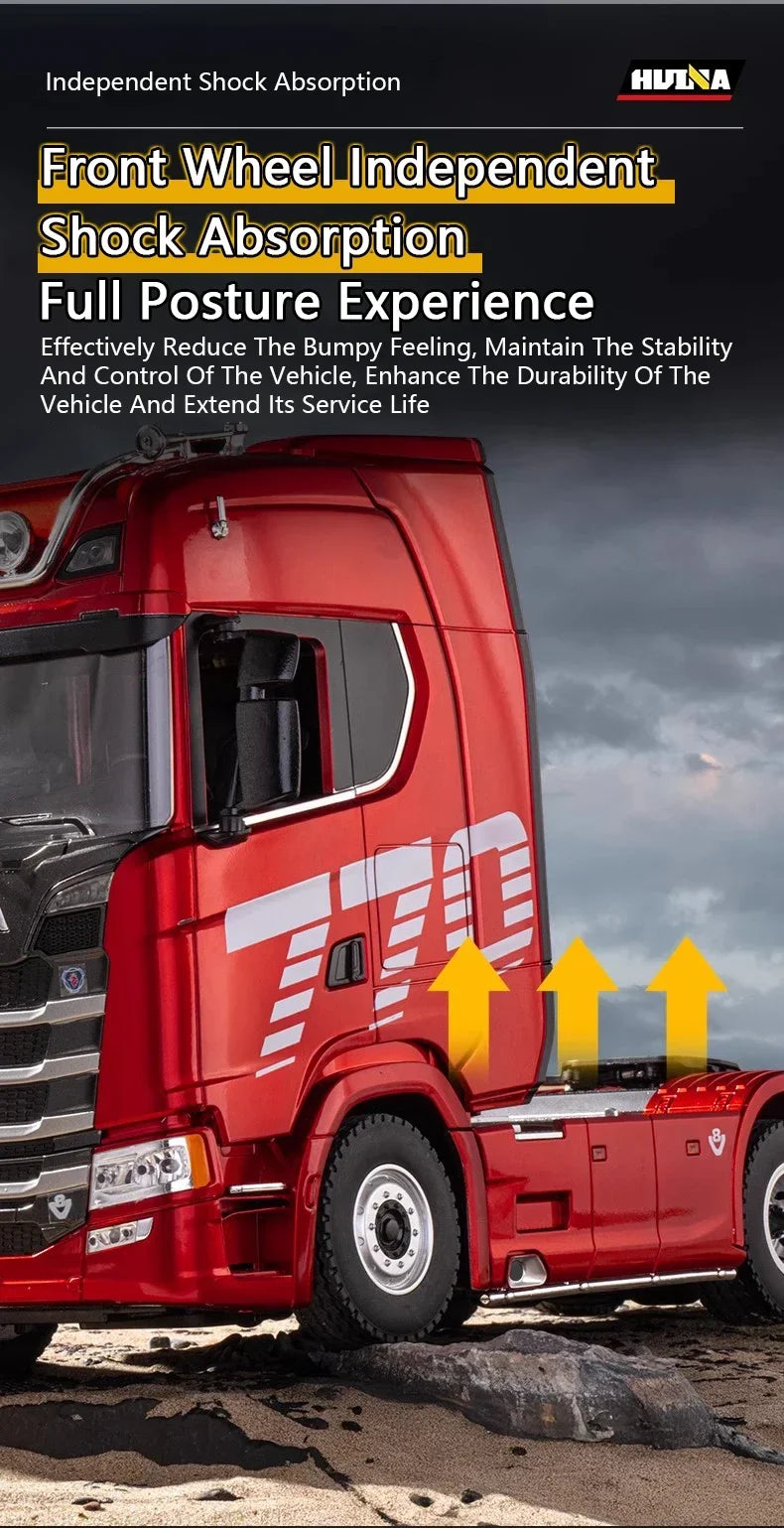 HUINA 1501 770S Scania Alloy Tractor 19CH RC Truck 1/18 2.4G remote control Engineering Trailer Truck with Light and Sound Toys