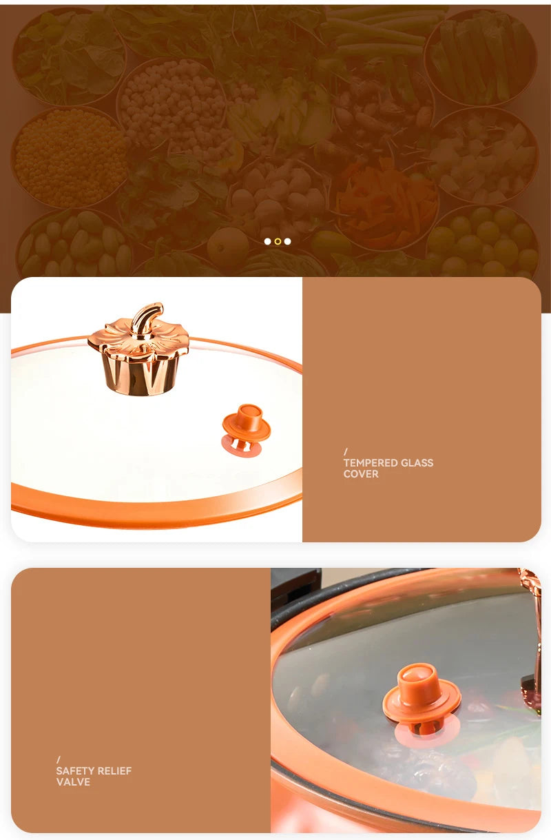 Pumpkin Pot Multifunctional Cast Iron Slight Pressure Cooker Braise Boil Steam Stew Nonstick Pots Cooking Pots