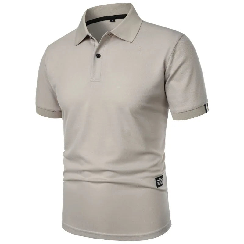 Summer Solid Color Polo Shirt Men's Short Sleeve Button Tshirts Lapel Lightweight  Streetwear Sport Casual Tops