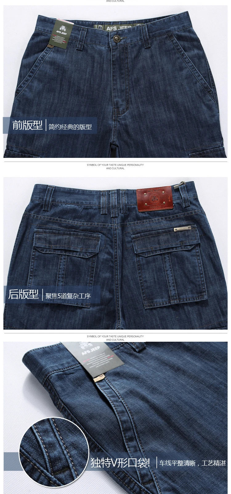 High Quality Men's Jeans Multi Pocket Denim Cargo Pants Oversized Casual Pants Men Clothing Loose Trousers 29-44 A2F125