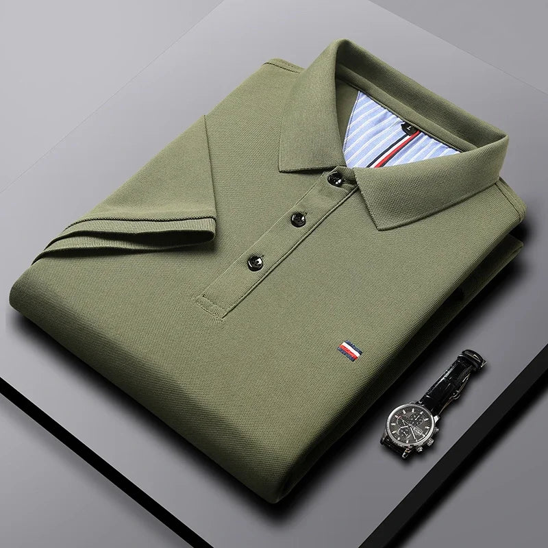 New Men's Casual Fashion Breathable Polo Shirt Comfortable Embroidered Top for Business And Leisure