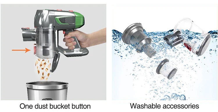 Wireless Portable Handheld Vacuum Cleaner 15kPa Powerful Suction Removable Battery LED Lighting 40min Runtime Home Floor Cleaner