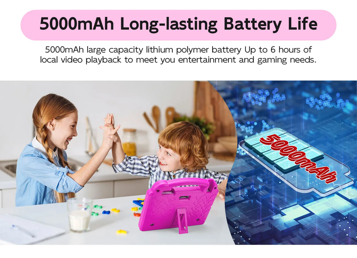 ANRY 10.1 Inch Kids Tablet 8GB(4+4 Expand) RAM 64GB ROM CPU A523 2.0GHZ 5000Mah Octa-Core Learning Education Children's Tablets