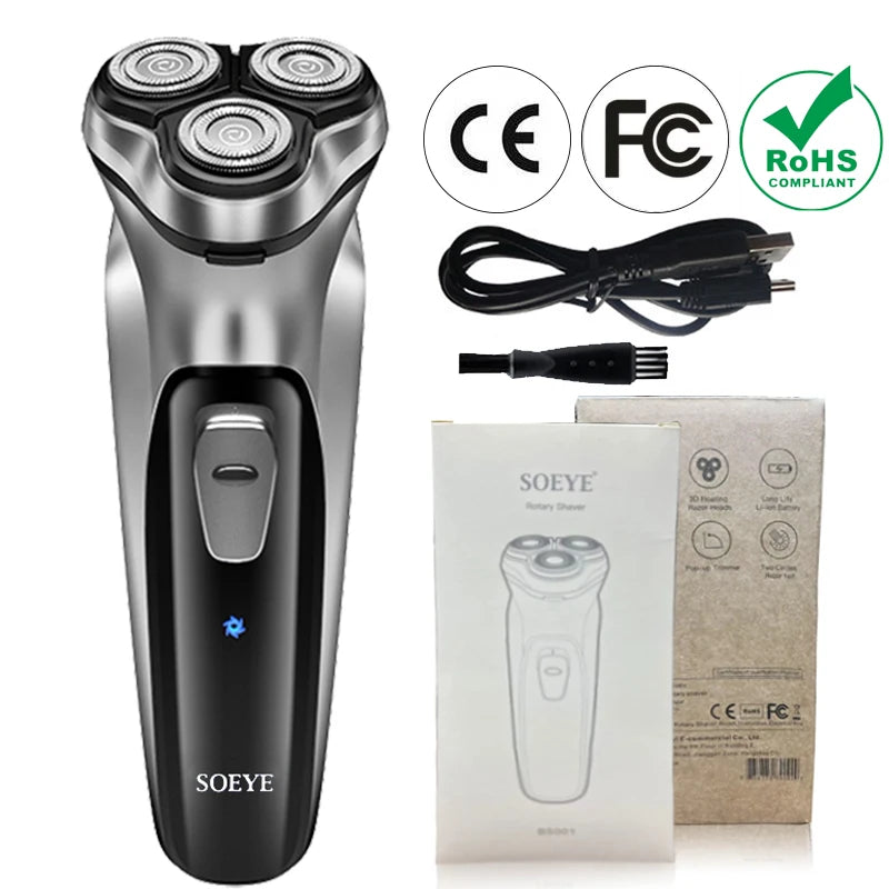 Men's Electric Shaver For Men Shaving Machine SOEYE Beard Trimmer 3D Floating Blade Washable USB Recharge Hair Cutting Machine
