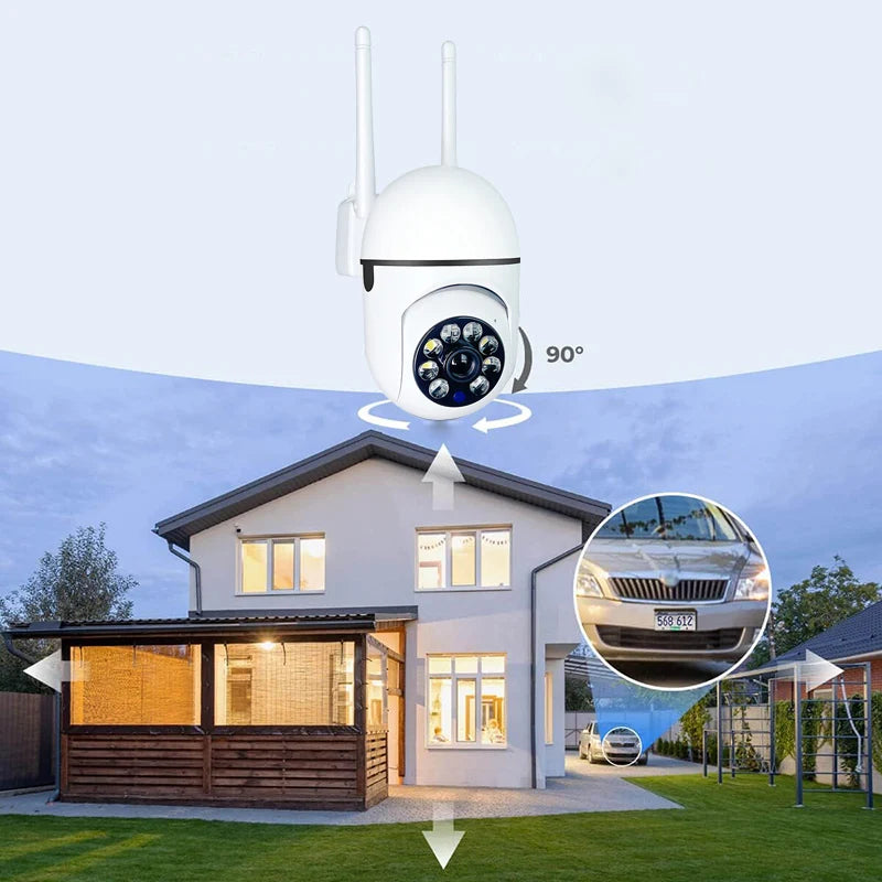 Security Camera 1080P HD Camera 355° Surveillance Camera Night Vision Motion Detection Siren WiFi Remote Two-Way Audio Waterproo