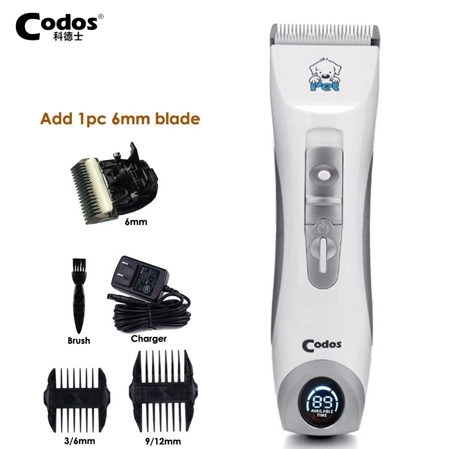 Codos CP9600 Professional Pet Clipper Cat Dog Clippers Shaver Electric Grooming Trimmer Rechargeable Haircut Machine LCD Display
