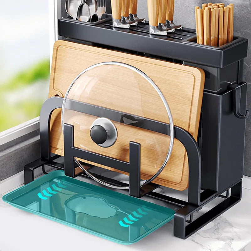 Kitchen Knife Rack Storage Rack for Kitchen Knives, Chopsticks, Cutting Boards, Pot Lids, Cutting Boards, Multifunctional Knives