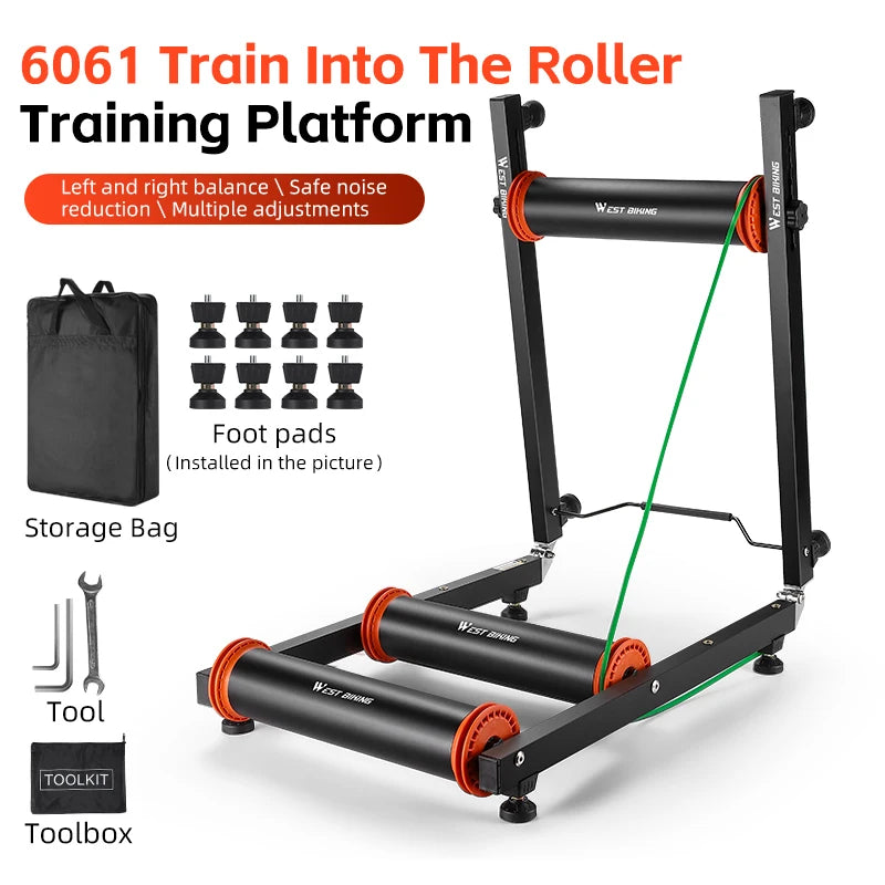 WEST BIKING Bike Rollers Trainers Indoor Home MTB Road Bicycle Exercise Training Stand Silent Foldable Adjustable Roller Trainer