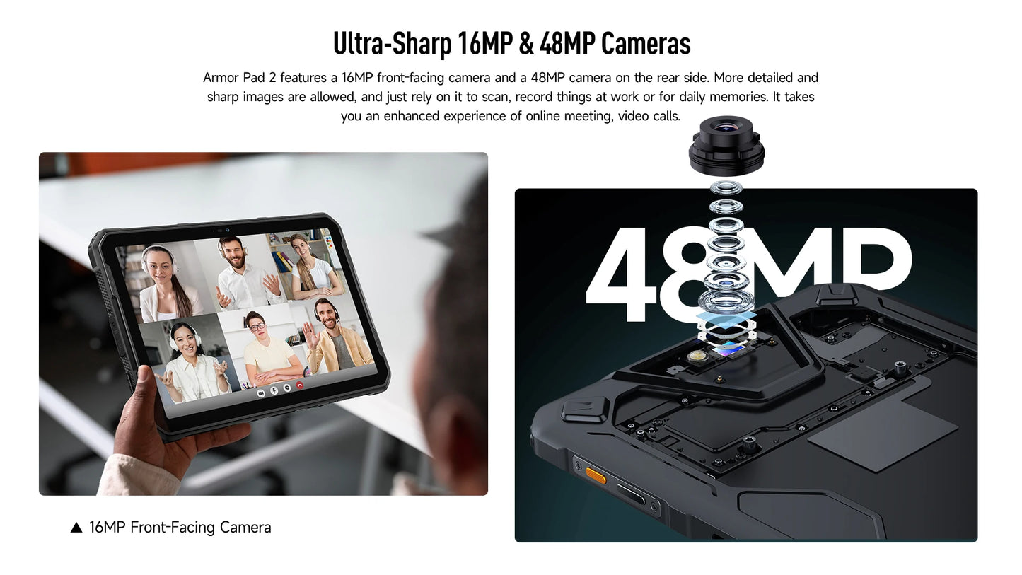 Ulefone Armor Pad 2 Rugged Tablet , 11" 2K , 18600 mAh ,IP68/IP69K Android 13 NFC GPS 4G Tablet Up to 16GB RAM 256GB ROM
