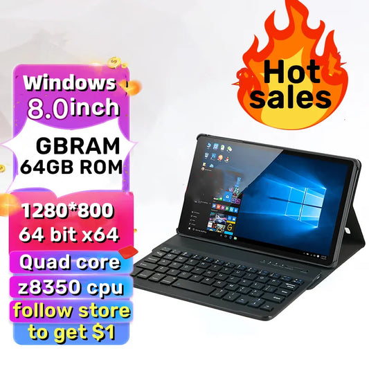 Big Sales 8 INCH 64 Bit x64 System Windows 10 Pocket Tablet PC 4GB /8GB RAM +64GB/128GB ROM AR3 Dual Cameras Quad Core