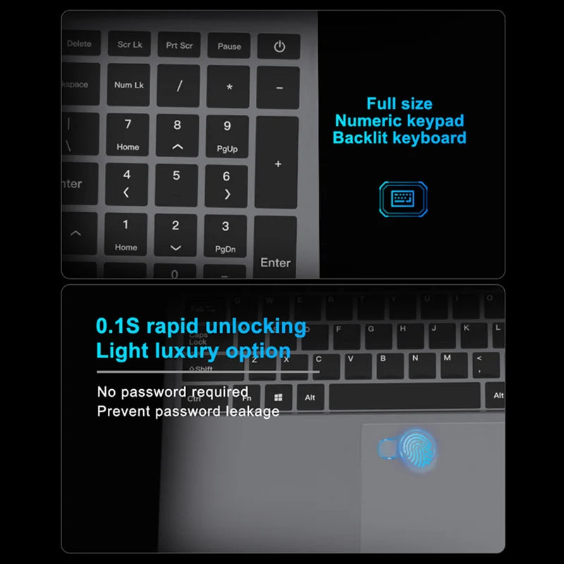 15.6"Ultra Slim Laptop 32GB RAM 2048GB SSD Intel Core i7-6500U Notebook Gamer 1920*1080 Display Office Study Computer Windows 11
