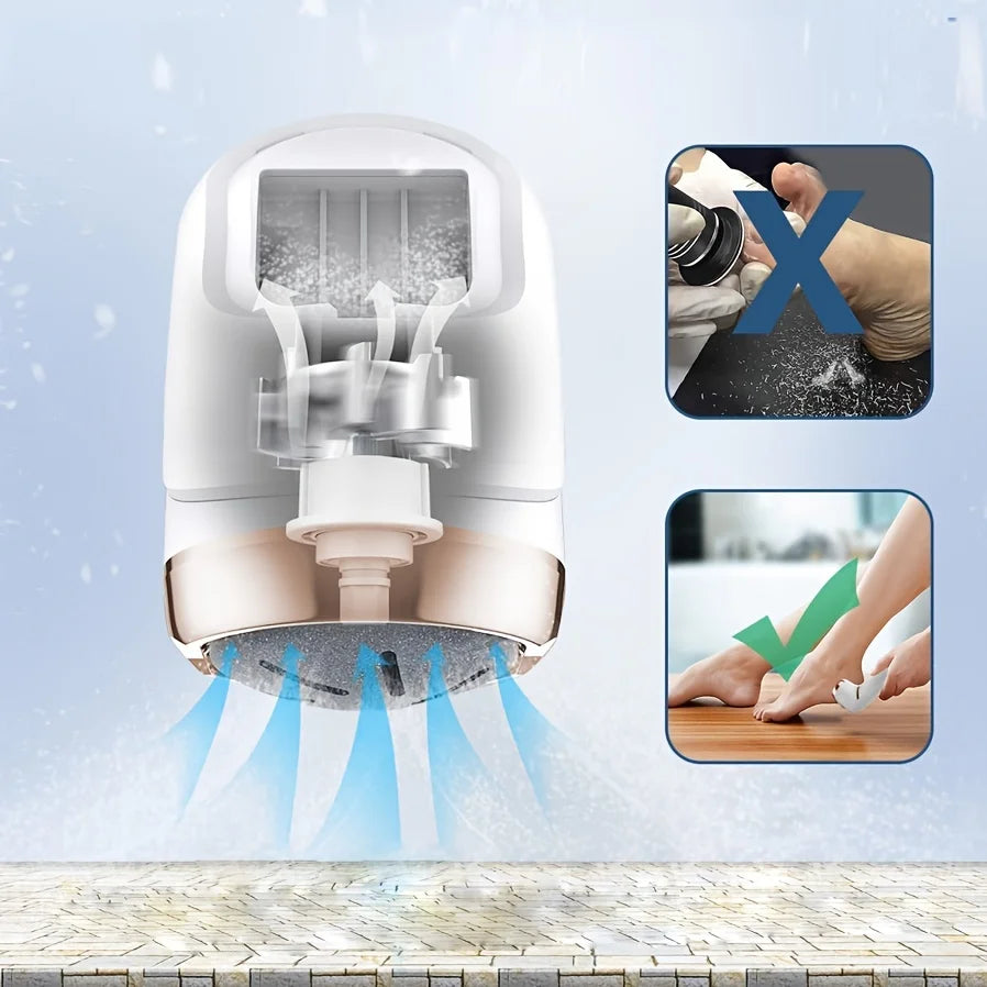 Rechargeable three head electric scab remover with chip removal vacuum cleaner, portable foot repair kit, LED display screen