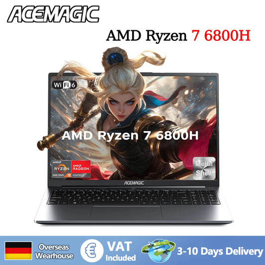 ACEMAGIC Gaming Laptop Computer 16 Inch FHD Display AMD Ryzen 7 6800H Processor 16GB RAM DDR5 4800MHz 512GB SSD Gaming Notebook