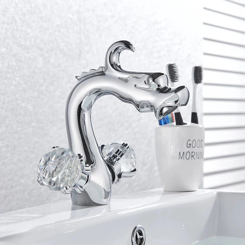 White With Dot Bathroom Kitchen Faucet Contemporary Faucet Single Handle Hot and Cold Mixer Taps  Beige with dot
