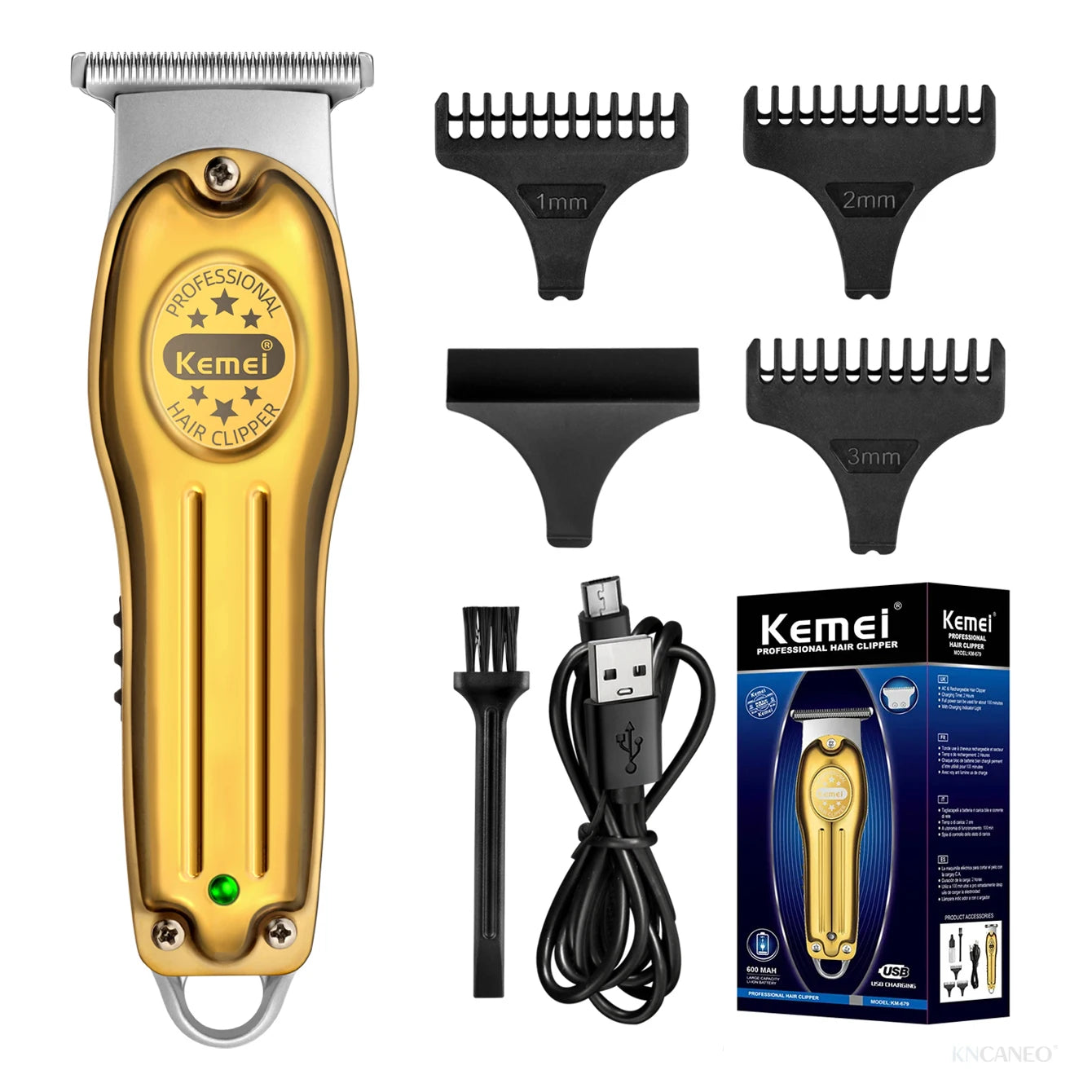Kemei Professional Hair Trimmer Electric Hair Clipper Men's Rechargeable Barber Cordless Hair Cutting Machine for Bareheaded
