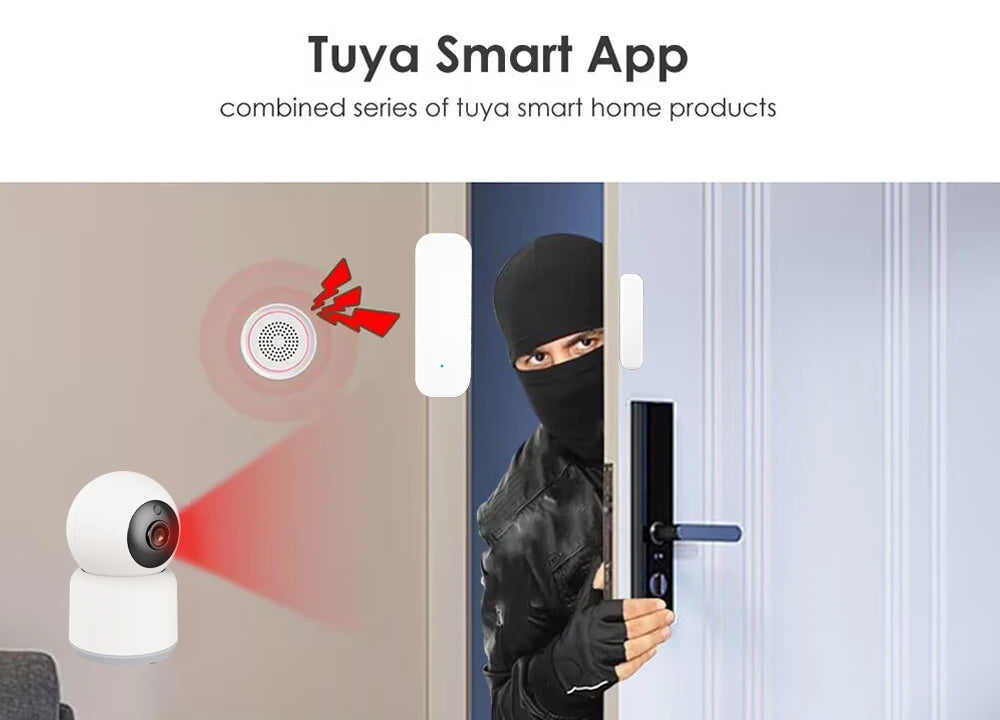 Tuya WiFi Zigbee Window Door Sensor With Battery Smart Home Security Alarm System Voice Control Via Alexa Google Home Smart