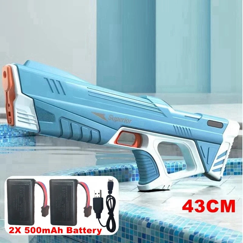 Full  Automatic Electric Water Gun Toys 43cm Portable Children Adult Summer Beach Outdoor Fight Fantasy Toys for Boys Kids Game