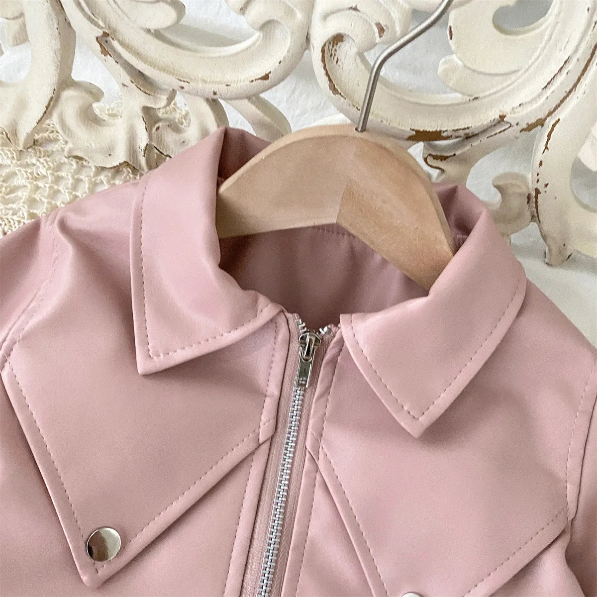 Children's Clothing Set 2025 Kids Clothes Autumn New Cool Girls Pu Leather Jacket With Short Skirt Fashion Two-Piece Outfit Set