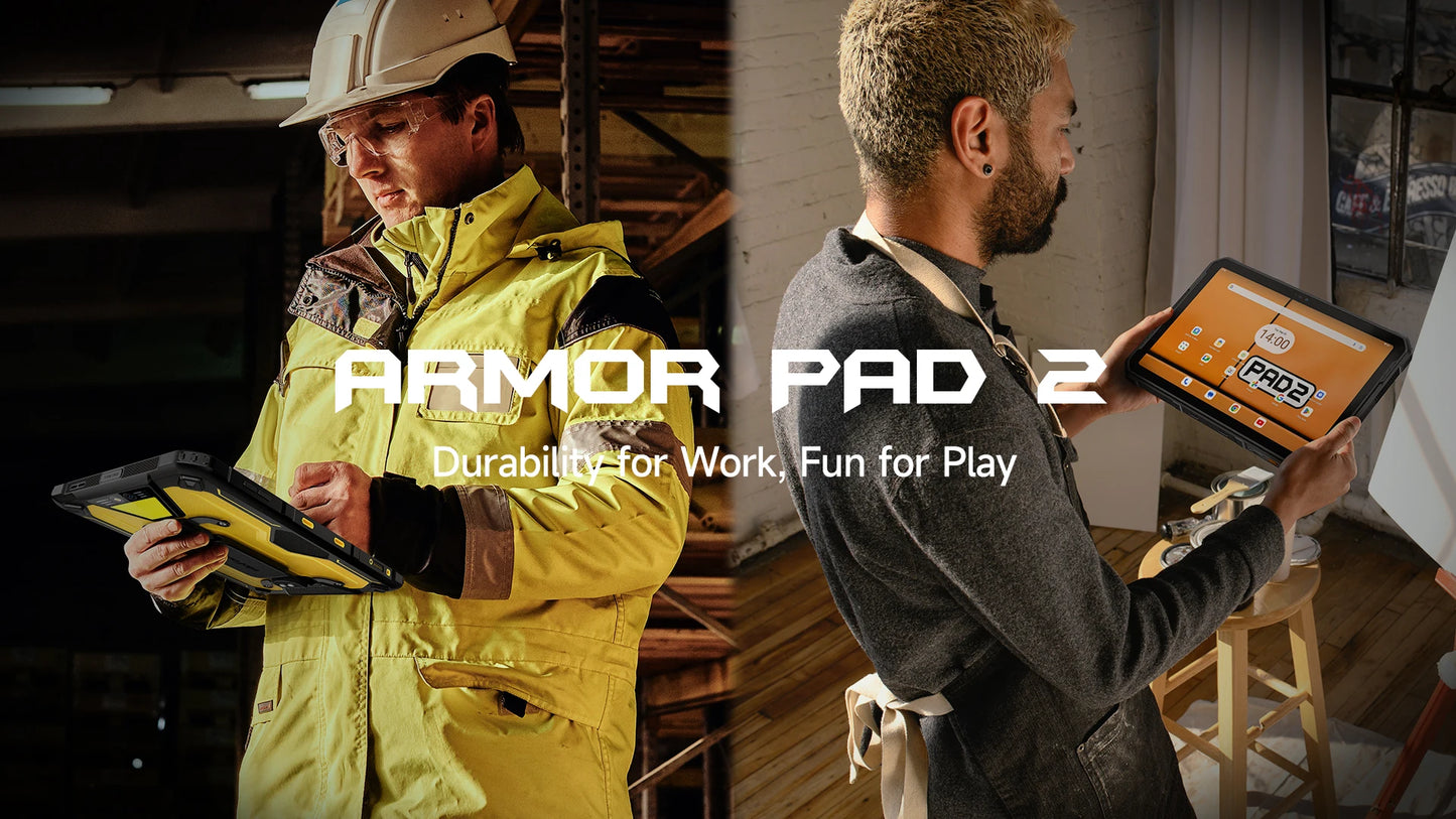Ulefone Armor Pad 2 Rugged Tablet , 11" 2K , 18600 mAh ,IP68/IP69K Android 13 NFC GPS 4G Tablet Up to 16GB RAM 256GB ROM