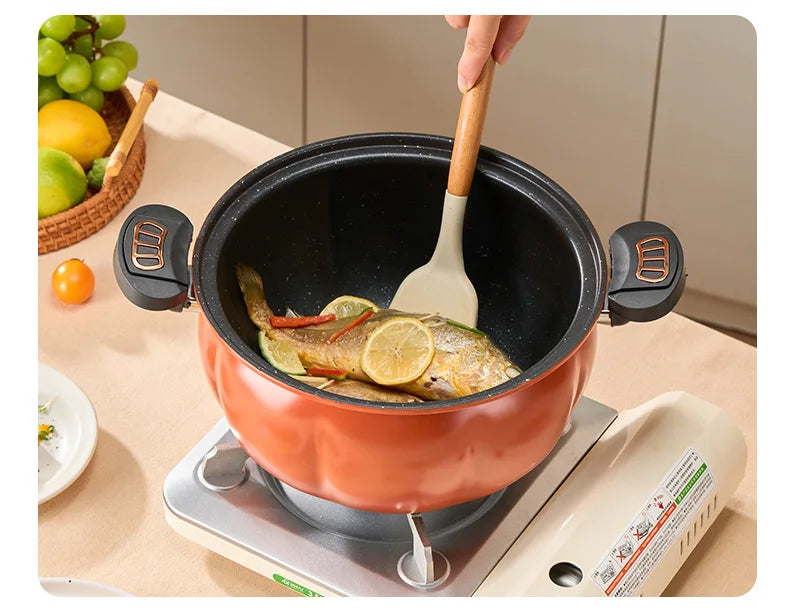 Pumpkin Pot Multifunctional Cast Iron Slight Pressure Cooker Braise Boil Steam Stew Nonstick Pots Cooking Pots