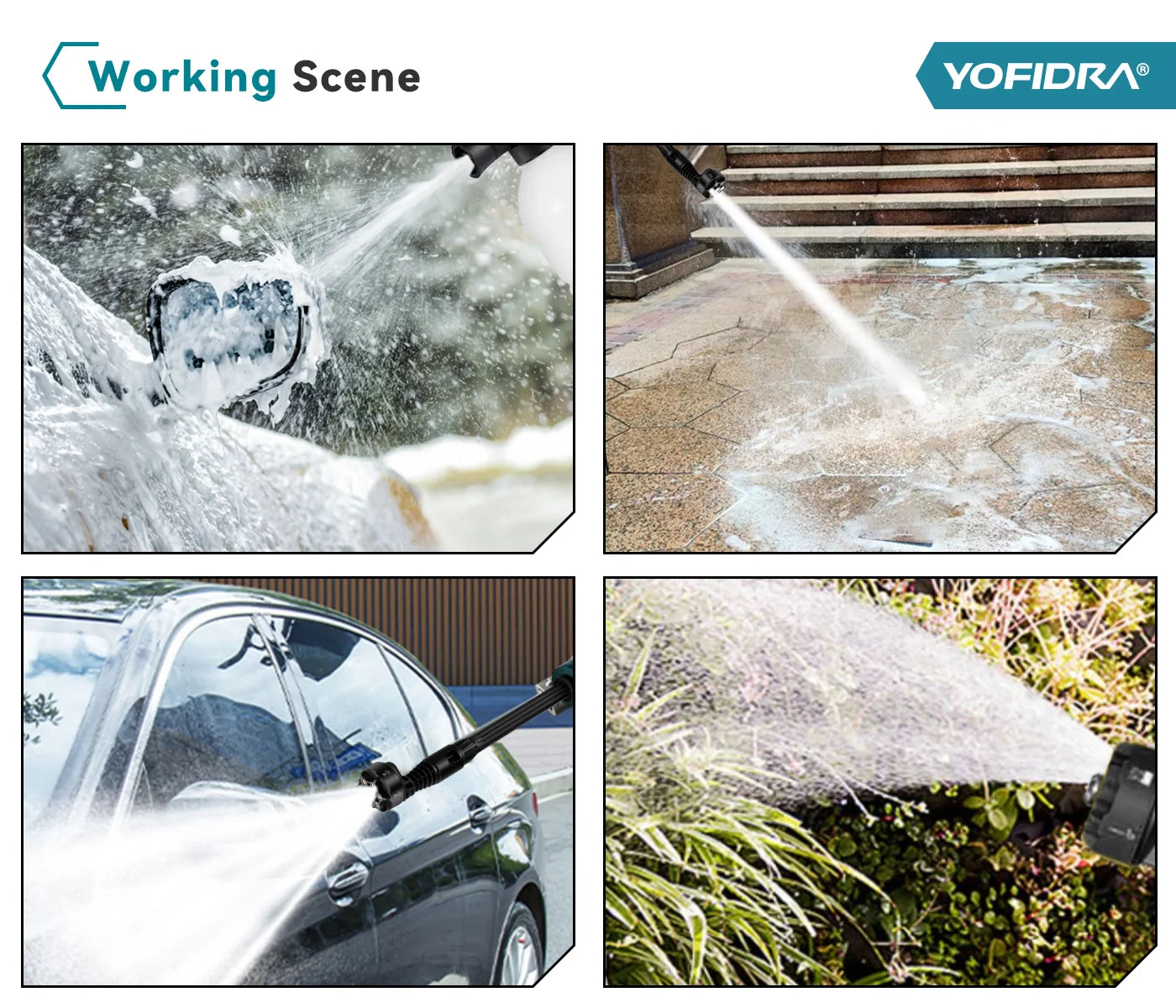YOFIDRA 200Bar 3500W Brushless Electric High Pressure Washer 6in1 Car Washing Garden Water Spray Gun For Makita 18V Battery Pin