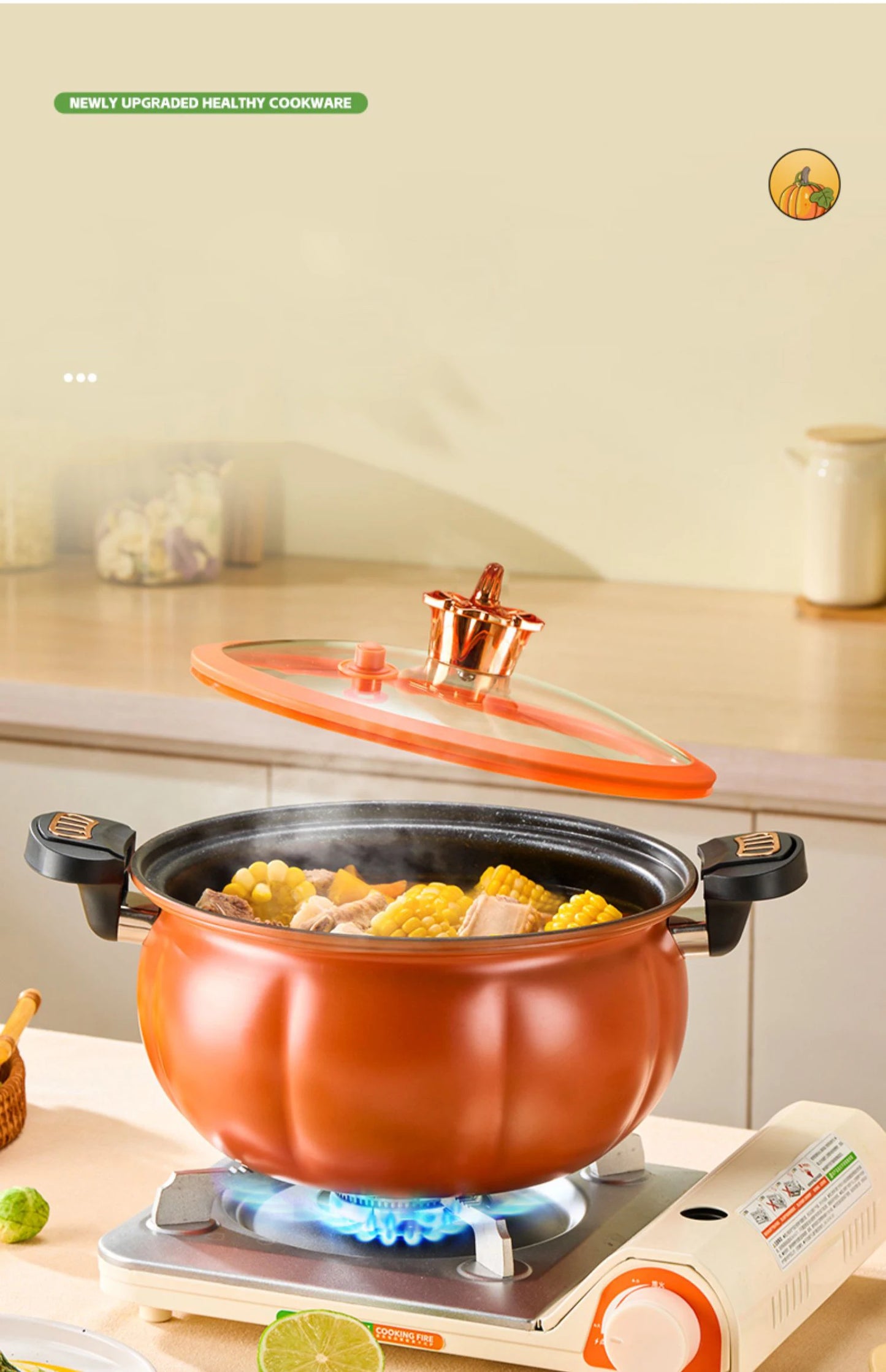 Pumpkin Pot Multifunctional Cast Iron Slight Pressure Cooker Braise Boil Steam Stew Nonstick Pots Cooking Pots