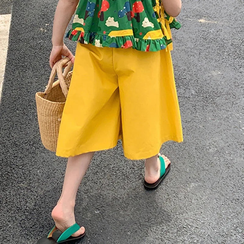 Children's Clothing Sets Cartoon Print Halter Top + Wide-leg Pants 2pcs Toddler Clothes for 2 To 7years Kids Boutique Clothes