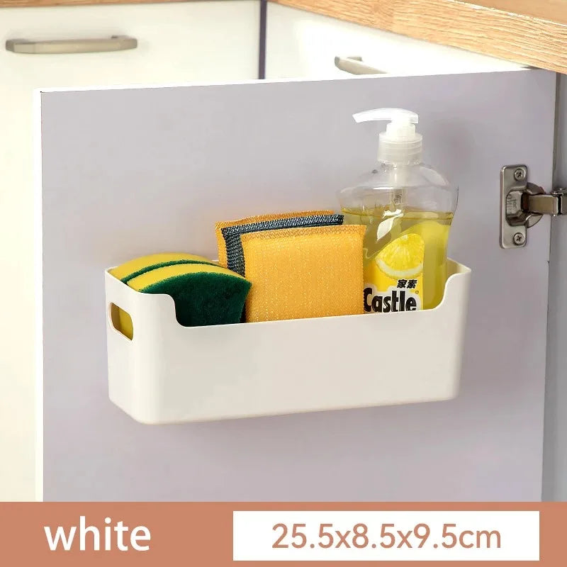 Kitchen Organizer Wall-mounted Kitchen Storage Organization Plastic Storage Rack Punch-Free Dish Drying Rack Accessories Shelf