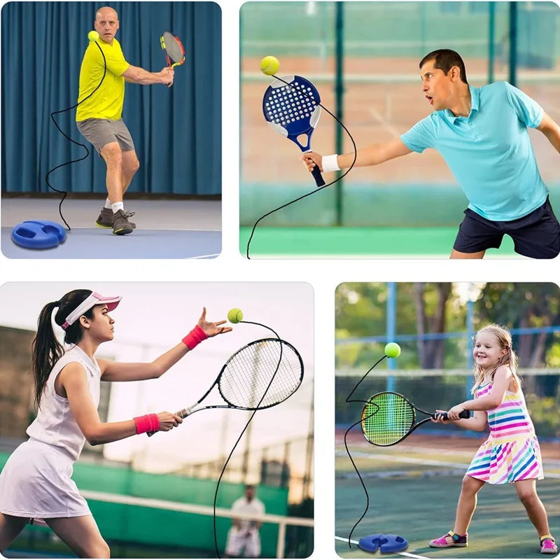 1 Set Tennis Trainer With Tennis Bounce Ball And Practice Ropes, Suitable For Indoor Outdoor Tennis Training