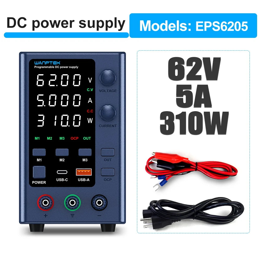 Wanptek Lab DC Power Supply Encoder adjustment Memory Adjustable 30V 10A Bench Power Source 160V 120V 60V 5A 3A Metal anodizing