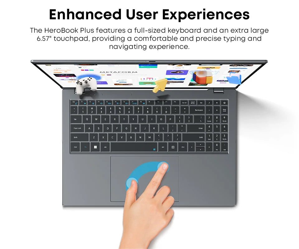 CHUWI HeroBook Plus 15.6'' Laptop 256GB SSD 8GB RAM, Windows 11 Laptop, 1TB SSD Expand, Intel Celeron N4020, 2K FHD IPS Display
