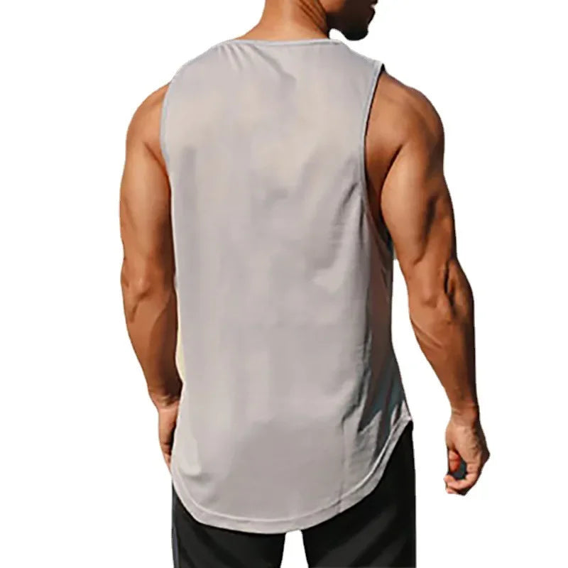 Summer Men's Running Vest Gym Tank Tops Fitness Clothing Quick-drying Loose Bodybuilding Sleeveless Shirt Basketball Singlets