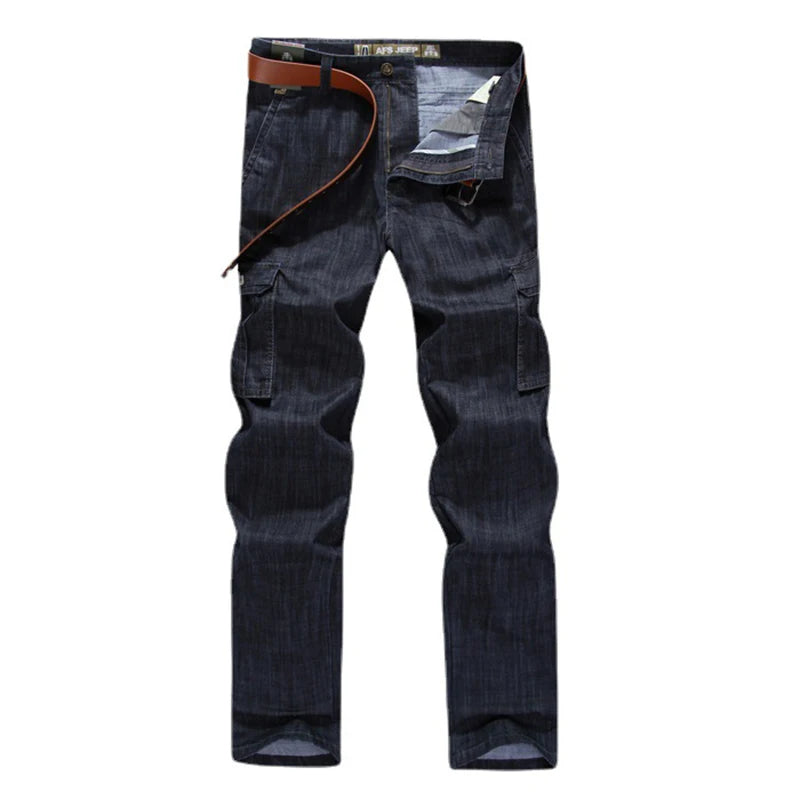 High Quality Men's Jeans Multi Pocket Denim Cargo Pants Oversized Casual Pants Men Clothing Loose Trousers 29-44 A2F125