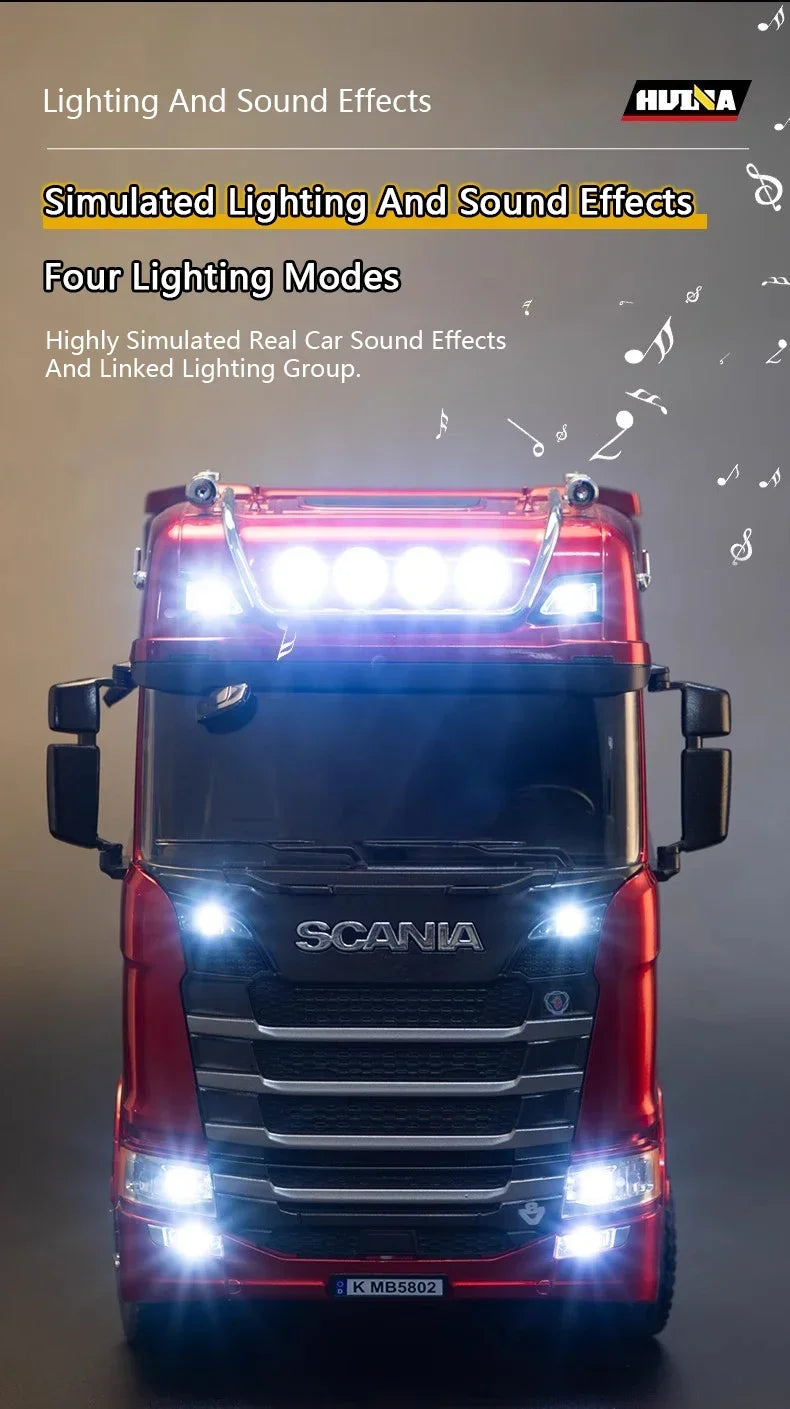 HUINA 1501 770S Scania Alloy Tractor 19CH RC Truck 1/18 2.4G remote control Engineering Trailer Truck with Light and Sound Toys