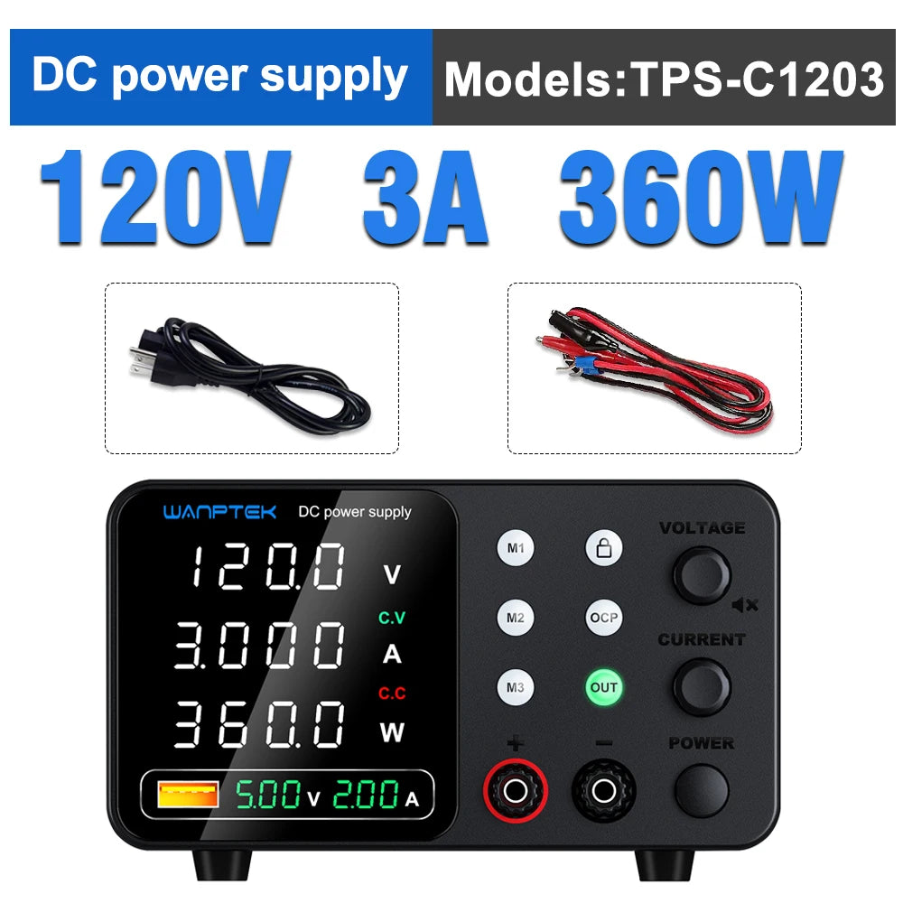 Wanptek Lab DC Power Supply Encoder adjustment Memory Adjustable 30V 10A Bench Power Source 160V 120V 60V 5A 3A Metal anodizing