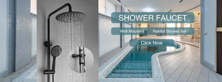 ULA Bathroom Faucet Brushed/Black Rain Shower Head Bath Faucet Wall Bathtub Shower Mixer Tap Shower System Shower Faucet Set