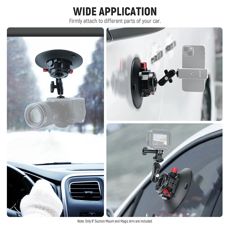 NEEWER CA013 Camera Suction Cup Gimbal Stand with Ball Head Magic Arm for Cameras Action Camera Phone Car Windshield Dash Mount