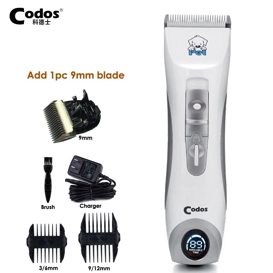 Codos CP9600 Professional Pet Clipper Cat Dog Clippers Shaver Electric Grooming Trimmer Rechargeable Haircut Machine LCD Display