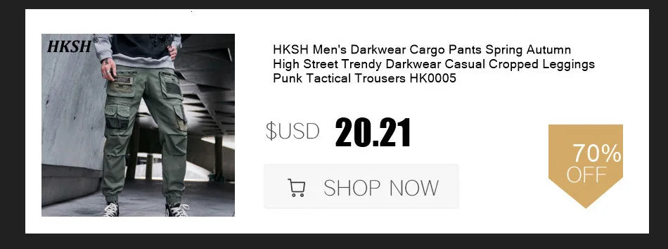 HKSH Men's Tide Streetwear Jeans RO Style Women's Autumn Winter Urban Spiral Track Twisted Large Zipper Dark Denim Pants HK1407
