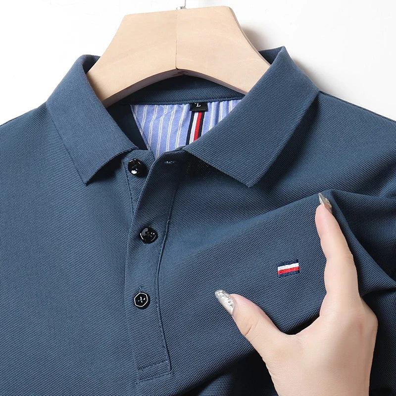 New Men's Casual Fashion Breathable Polo Shirt Comfortable Embroidered Top for Business And Leisure