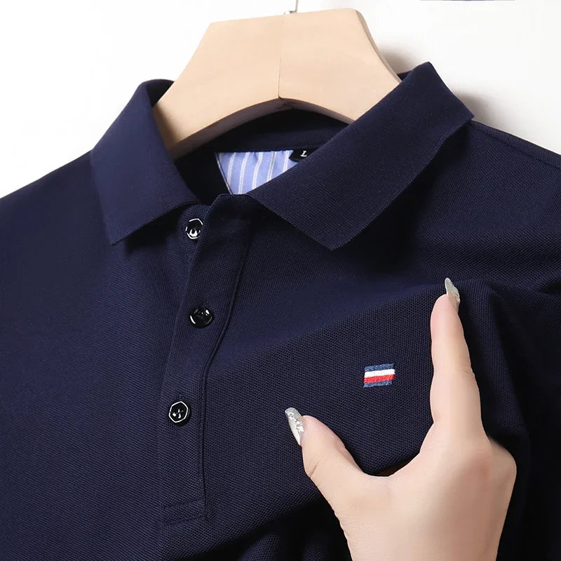 New Men's Casual Fashion Breathable Polo Shirt Comfortable Embroidered Top for Business And Leisure