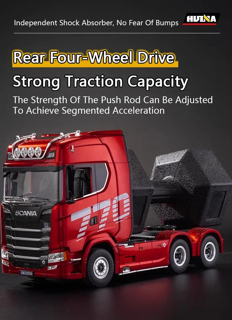 HUINA 1501 770S Scania Alloy Tractor 19CH RC Truck 1/18 2.4G remote control Engineering Trailer Truck with Light and Sound Toys